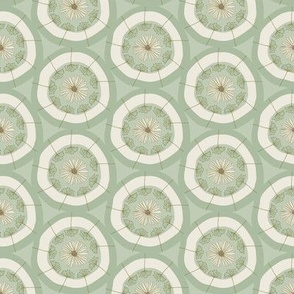 Medium // Green Dusty Mint Vintage Daisy Pinwheel