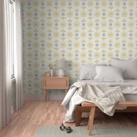 Cute Moon Floral, 12in, pastel yellow, pastel blue, colorcollab 3, Baby Wallpaper, Kids Room, cute