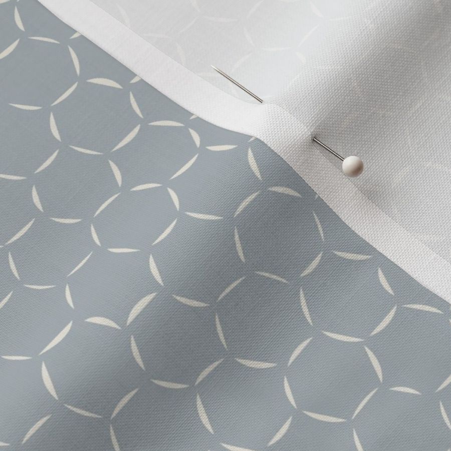 hexagons - creamy white _ french grey blue - micro hand drawn honeycomb