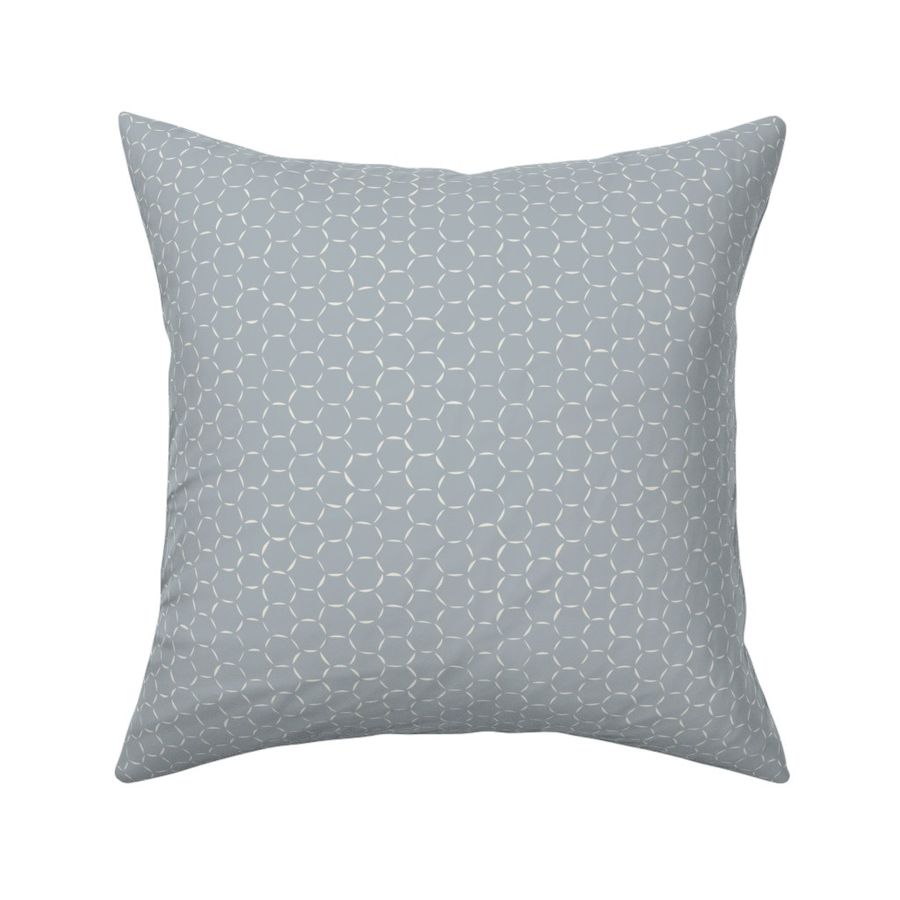 hexagons - creamy white _ french grey blue - micro hand drawn honeycomb