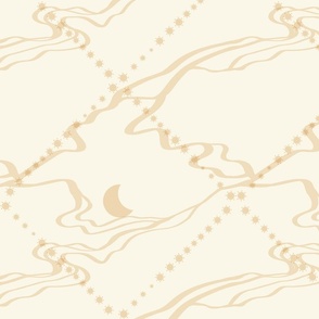 Neutral diamond pattern with sun, moon and clouds - large scale