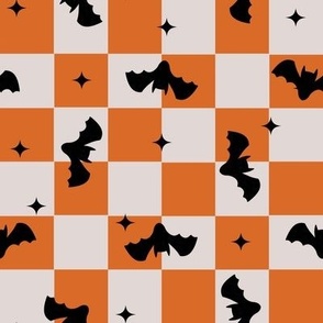 1 1/3" bat checker fabric - checkerboard fabric - cute bats 