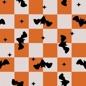 2" bat checker fabric - checkerboard fabric - cute bats 