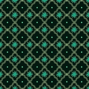 Delicate rhombuses on a dark green background