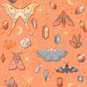Crystals gems and moths orange