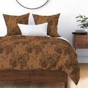 Cozy Cabin Tucked in the Woods Toile ( Santa Fe Brown large scale)