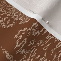 Cozy Cabin Tucked in the Woods Toile (Sand on Saddle Brown)