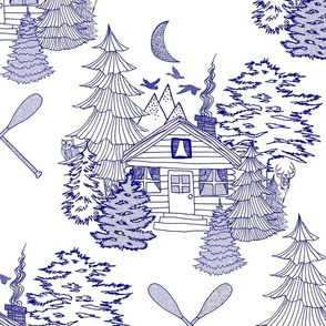 Cozy Cabin Tucked in the Woods Toile (Blueprint large scale)