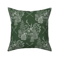 Cozy Cabin Tucked in the Woods Toile (Pine Green)