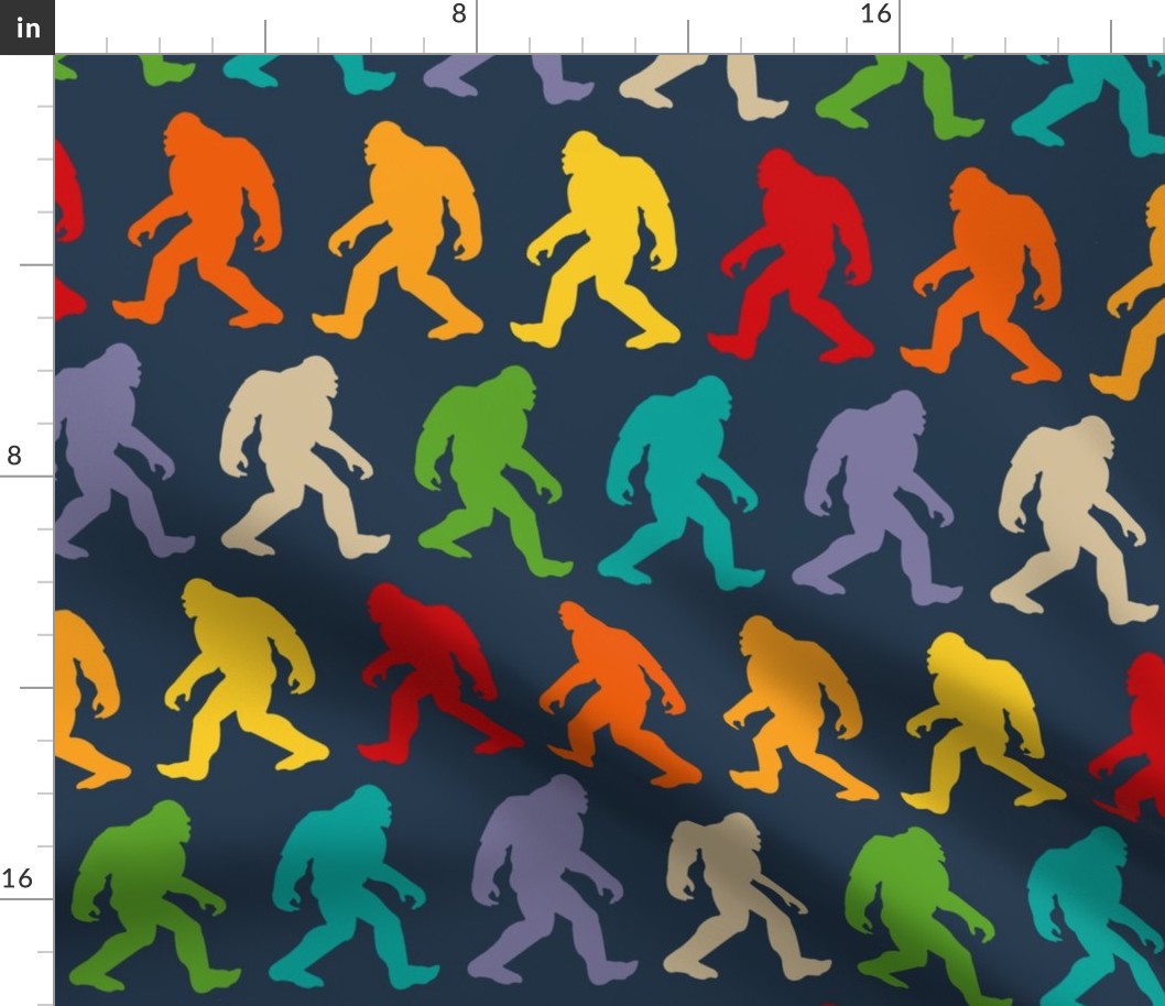 Large Scale Colorful Sasquatch on Navy