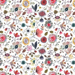 modern florals pattern white