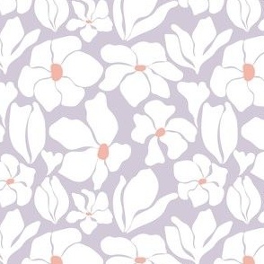 Magnolia Flowers - Matisse Inspired - Light Lilac + White - SMALL