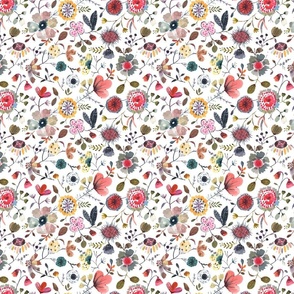 small modern florals pattern white