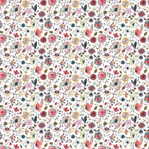 mini micro modern florals pattern white