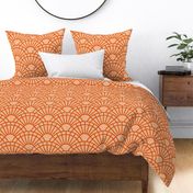 Serene Sunshine- 14 Carrot on Soft Orange- Art Deco Wallpaper- Geometric Minimalist Monochromatic Scalloped Suns- Petal Cotton Solids Coordinate- Large- Bright Orange- Haloween- Fall- Autumn