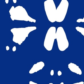large Big Confused Spots white on royal blue