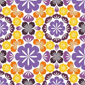 Flower Shapes & Petals in Purple, Orange & Yellow 