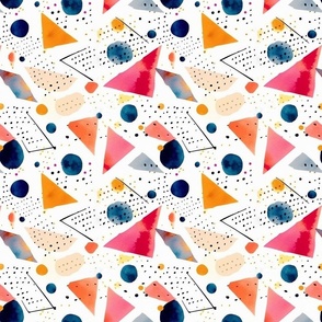 Geometric watercolor shapes red blue yellow