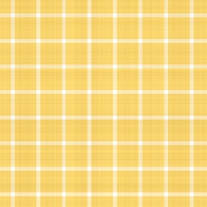 Rustic Linen Checks Gingham Pattern With A Vintage Linen Vibe Warm Yellow Lines On White Smaller Scale