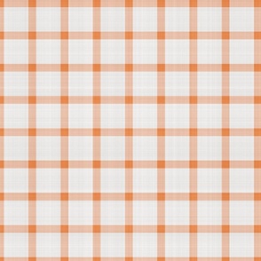 Rustic Linen Checks Gingham Pattern With A Vintage Linen Vibe Warm Orange Lines On White 