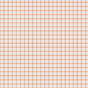 Rustic Linen Checks Gingham Pattern With A Vintage Linen Vibe Warm Orange Lines On White Smaller Scale