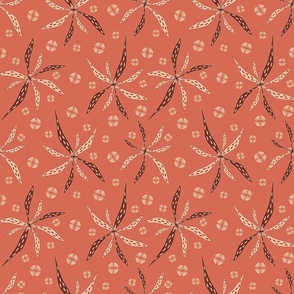 Flowers on coral background