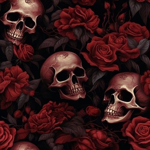 floral skull red
