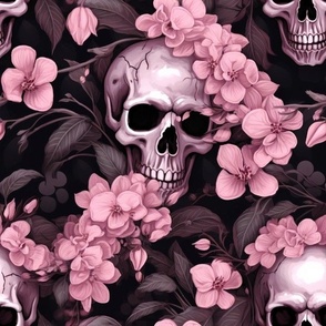 cherry blossom skulls