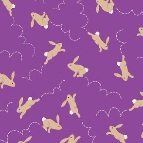 Bunny Hop - rabbits on purple violet - mini