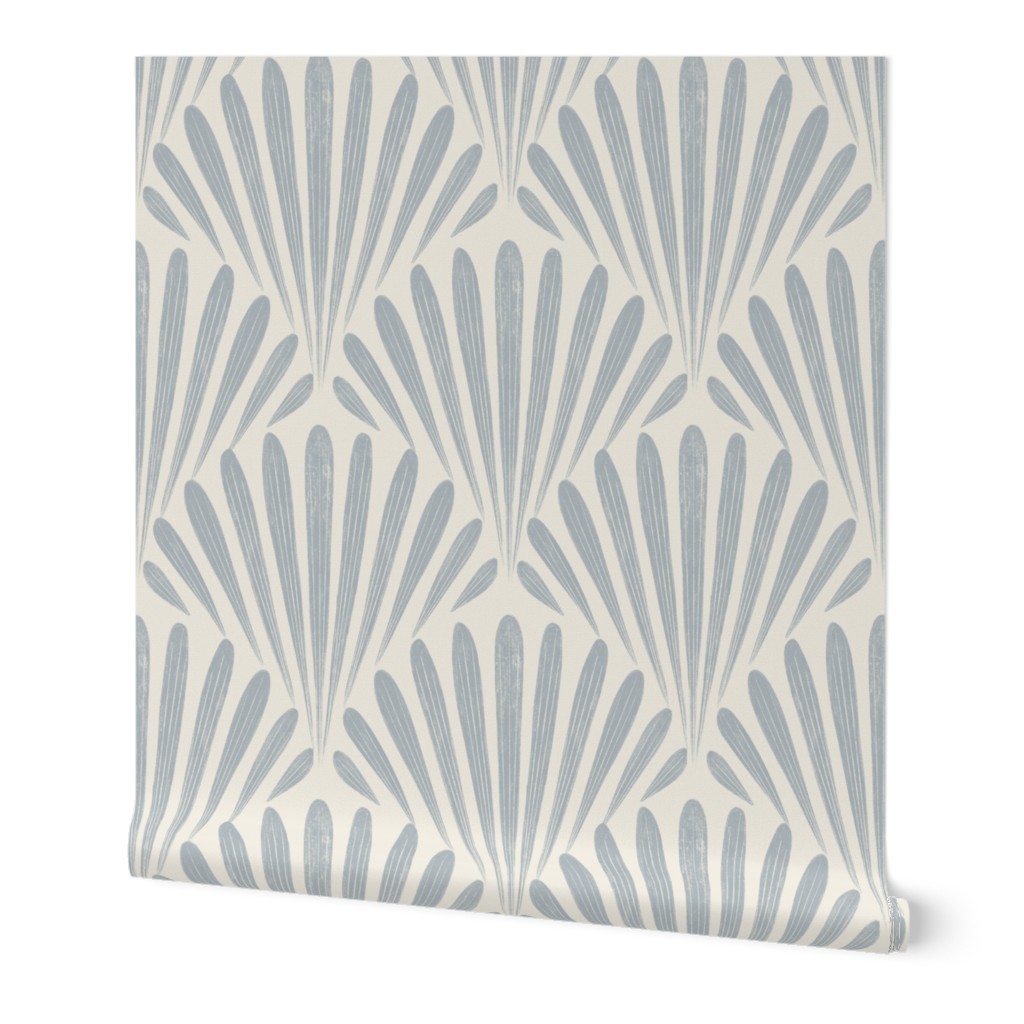 scallop fans _ creamy white_ french grey blue _ art deco geometric seashells