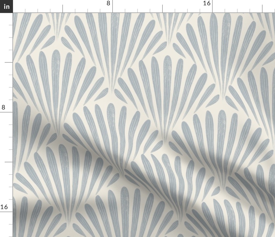 scallop fans _ creamy white_ french grey blue _ art deco geometric seashells