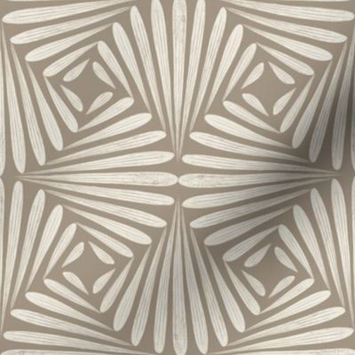 scallop fans ogee _ creamy white_ khaki brown _ art deco geometric