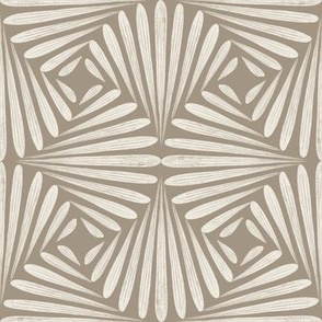 scallop fans ogee _ creamy white_ khaki brown _ art deco geometric