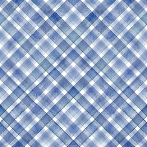 Watercolor navy blue plaid pattern