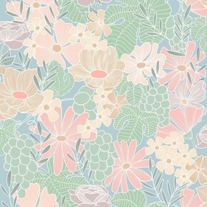 Lucette french country floral muted tones