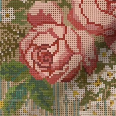 French Country Roses Needlepoint Bouquet