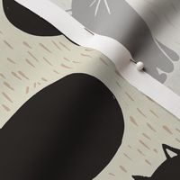 Medium Cat Block Print for in Black and White