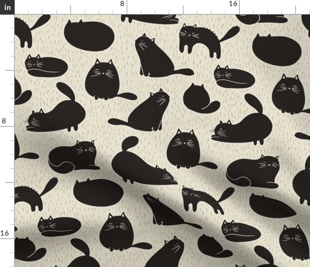 Medium Cat Block Print for in Black and White