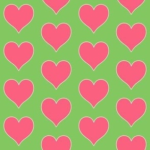 Green and Pink hearts.