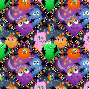 Halloween Monster Bats Mash (large pattern)