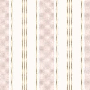 Washed linen texture PINK Ticking Stripe 