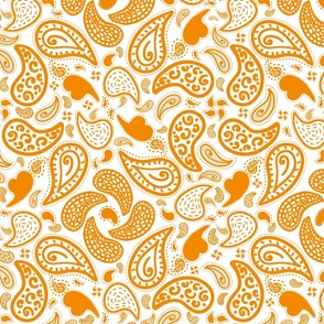 Orange Paisley Fabric, Wallpaper and Home Decor