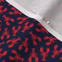 (small scale) lobsters - red on navy tossed - LAD23