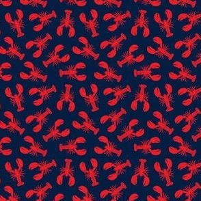 (small scale) lobsters - red on navy tossed - LAD23