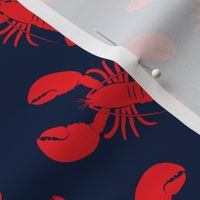 lobsters - red on navy tossed - LAD23