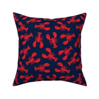 lobsters - red on navy tossed - LAD23