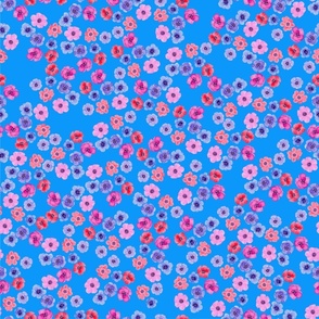 Anemone Floral Pattern no leaves blue
