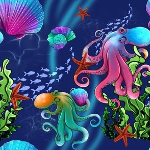 Sea Life Octopus Ocean Seashells Starfish