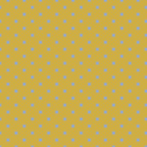 French Country linen yellow with large and small blue dots 