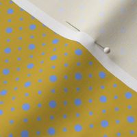 French Country linen yellow with medium and small blue dots 